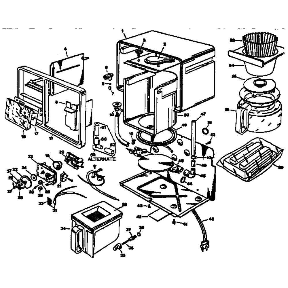 Coffeemaker Diagram and Parts List for SDC2B-TYPE1  Black and Decker Coffee Maker